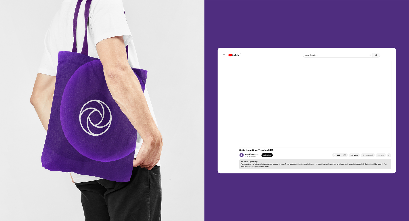 Men holding gt mobius logo bag